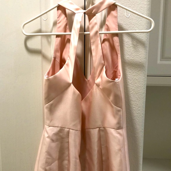 Alfred Sung Blush Halter Satin Trumpet Gown - Picture 11 of 11